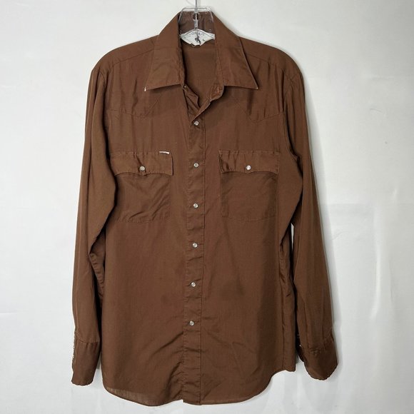 Vintage Chute #1 Men’s Shirt sz M Brown Western Rodeo Pearl Snap Long Sleeves - Picture 1 of 9